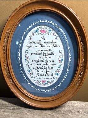 Vtg 1983 Homco Thessalonians 1:3 Framed Calligraphy Picture Christian Religious